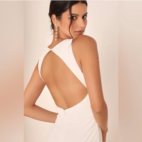 NWOT Lulus Everlasting Promise White Notched Backless Mermaid Maxi Dress - Picture 7 of 9